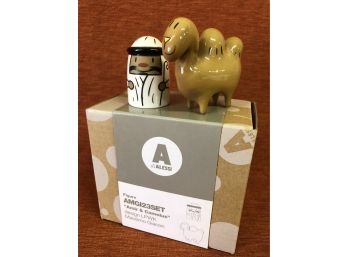 Alessi Porcelain Amir Camelus Figurines With Box   2”w X 2”H