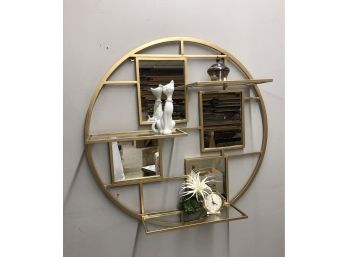 NEW Lg Geometric Gold Wall Mirror With Shelves- Stunning