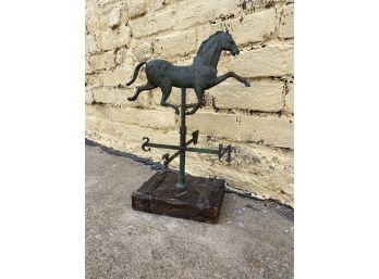 Desktop Horse “weathervane” On Wooden Base