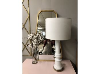 Gorgeous White Glass Lamp With White Linen Shade