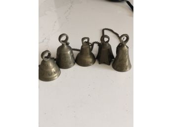 Vintage Indian Brass Bells On Chain