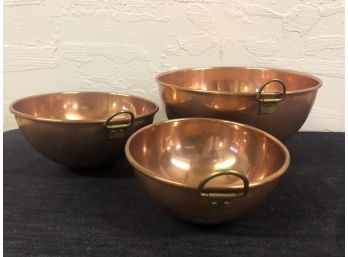 Set Of Three Copper Bowls