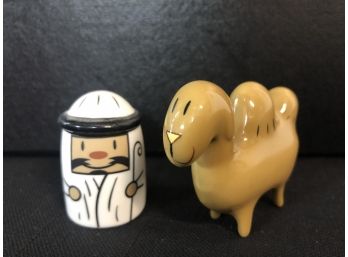 Alessi Camel & Wise Man Porcelain Figures Holiday Hand-Decorated 2” X 2”