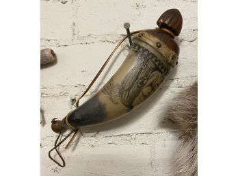 Powder Horn #3 With Native American Etching