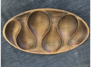 Mid Century Teak Nut Bowl- Serving Platter -Tray  Approximately 14”