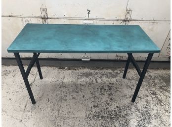 Welded Steel Base Teal Table 42x18x26 Inches Tall