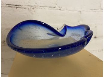 Vintage Murano Blue Glass Bowl