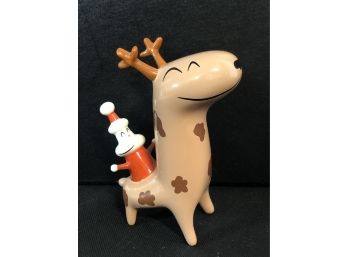 Santa & His Reindeer Porcelain Figure By Alessi  Italian Design  Approximately 4” Tall