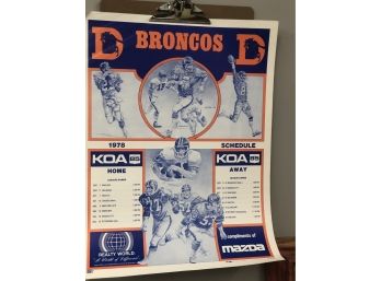 Vintage Denver Broncos Advertising Poster 1978
