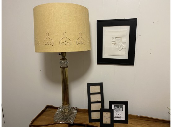 Brass N Glass Lamp, Frames And Art