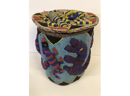 Vintage Yoruba Beautifully Beaded Medicine Box  Container With Lid