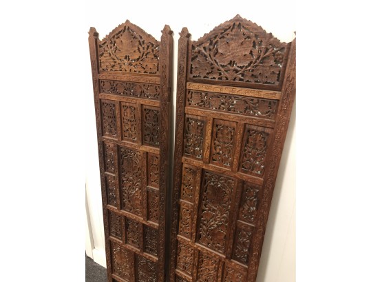 Gorgeous And Intricate Vintage Hand Carved Teak Panels