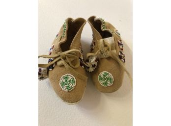 Native American Leather Beaded Moccasins Childrens Size
