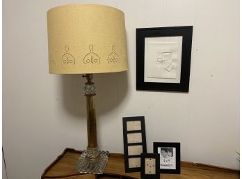 Brass N Glass Lamp, Frames And Art