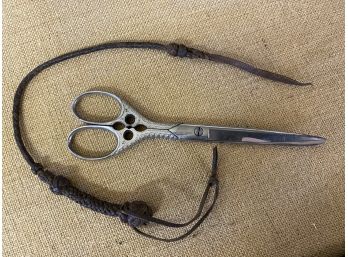 Leather Pony Whip And Vintage Scissors