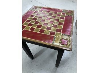 Charming Folk Art Chess Checkers Table