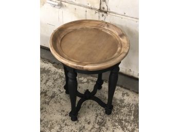 Round Solid Wood Tray Top Side Table.