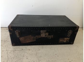 Vintage Black Storage Trunk.  38 X 15 X 9.5  Inches