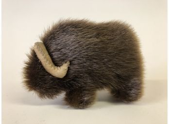 Adorable Vintage Stuffed Buffalo With Real Fur Toy