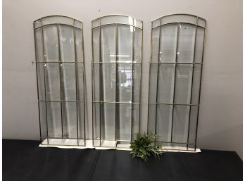 Welded Brass Arched Panels With Beveled Glass