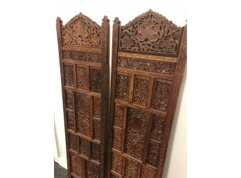 Gorgeous And Intricate Vintage Hand Carved Teak Panels