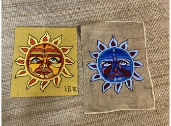 Large Sun And Moon Embroidered Art