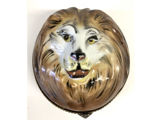 Limoges France  Lion Head Trinket Box