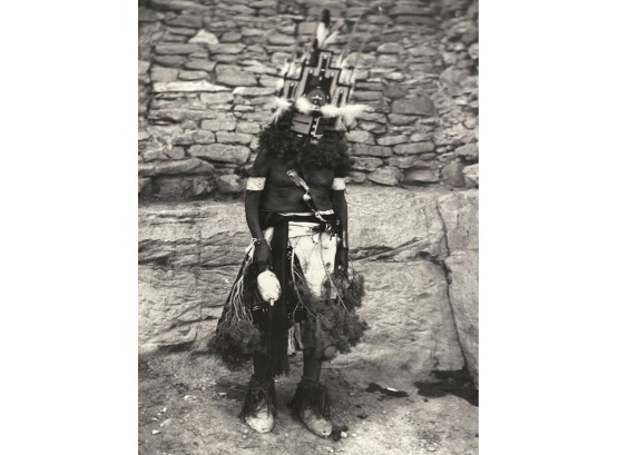 Rare Black And White Photo Native American Kachina Dancer Hemis