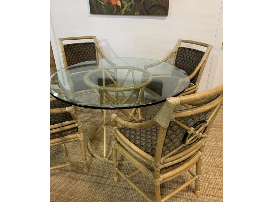 McGuire Dining Table In  Bamboo With Target Backed  Armchairs 5 Piece