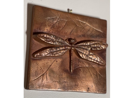 Dragonfly Copper Cast Relief Plaque