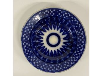 Antique Blue Float Plate With Small Sun Design