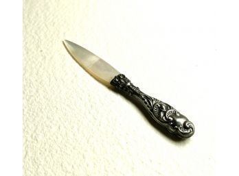 Tiny Mother Of Pearl Blade With Ornate Sterling Handle