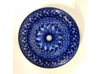 Antique Blue Float  Plate With Intricate Design