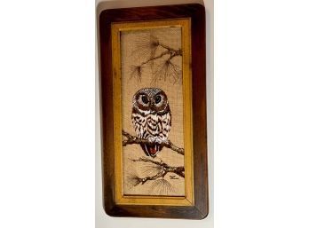 Vintage Reverse Glass Owl Painting, Unique And Stunning.
