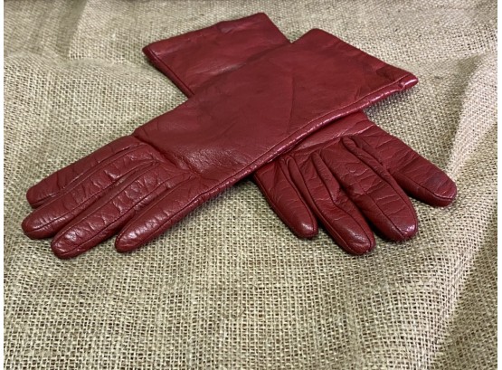 Womens Red Leather Gloves