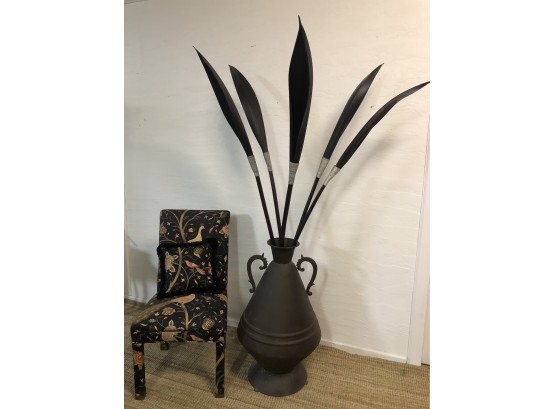 Giant, XL Vase Metal  With Decorative Fronds