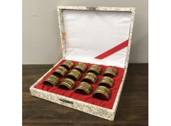 Vintage Boxed Brass Napkin Rings. ( 12)