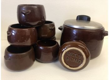 Vintage West Bend Brown Bean Pot Set