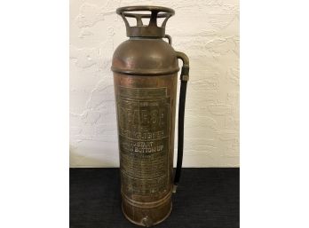 Pearse  Antique Copper Fire Extinguisher Approximately 24 X 7 Inches