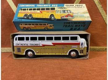 Continental Trailways Golden Eagle 6 1/2inch Tin Toy Bus