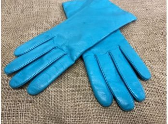 Womens Turquoise Leather Gloves