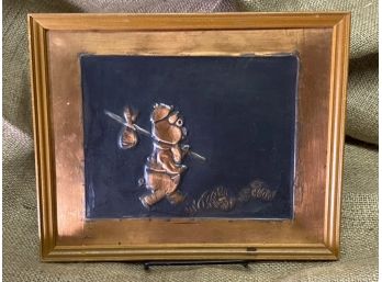 Mid Century Copper Artisan Embossment Of Winnie The Pooh