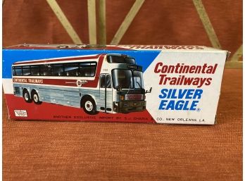 Continental Trailways Bus Silver Eagle Tin Toy In Box