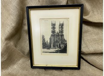 Detailed Cathedral Etching Signed JW Jackson