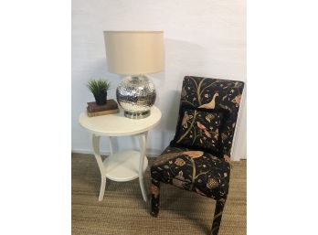 Round White Side Table Approximately 27.5 Inches Tall & 24 Inches Wide