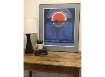 Signed Mid Century Art By Richard Gilbert Approximately 36 X 30.5 Inches