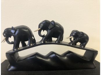 Vintage Hand Carved Elephants Approximately 10 X 5 Inches
