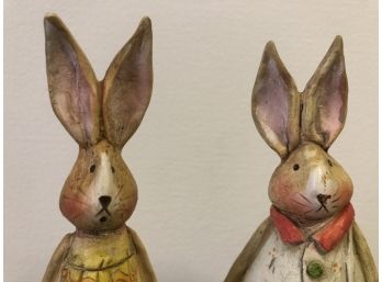 Hippity Hop !! Easters On It Way..... Set Of Fun Bunny Figurines  Approximately 9.5 Inches