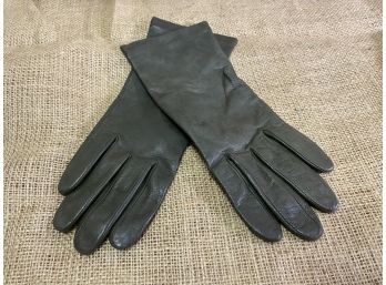 Womens Dark Olive Leather Gloves