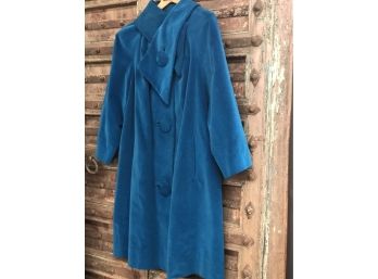 Vintage Retro Bright Blue Velvet Coat.